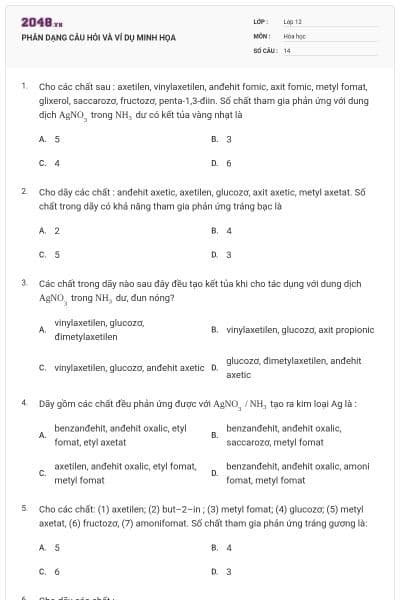 PHÂN DẠNG CÂU HỎI VÀ VÍ DỤ MINH HỌA