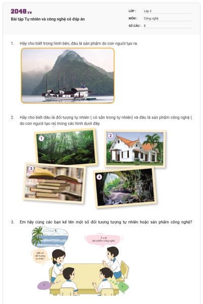 Bài tập Tự nhiên và công nghệ có đáp án