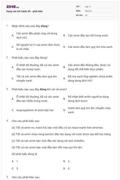 Dạng câu hỏi mệnh đề - phát biểu