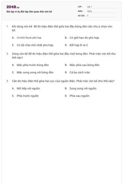 Bài tập ví dụ Bài tập liên quan đến vôn kế