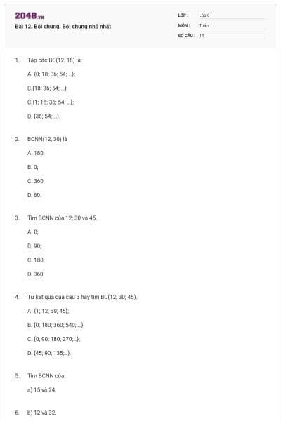 Bài 12. Bội chung. Bội chung nhỏ nhất