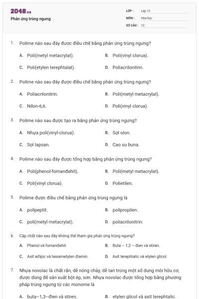 Phản ứng trùng ngưng