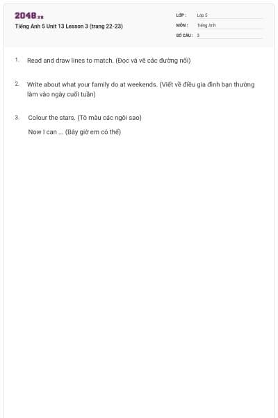 Tiếng Anh 5 Unit 13 Lesson 3 (trang 22-23)