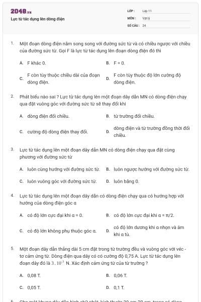 Lực từ tác dụng lên dòng điện