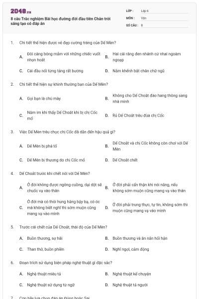 8 câu Trắc nghiệm Bài học đường đời đầu tiên Chân trời sáng tạo có đáp án