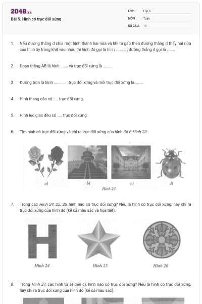 Bài 5. Hình có trục đối xứng