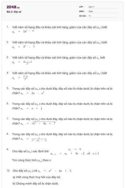 Bài 2: Dãy số