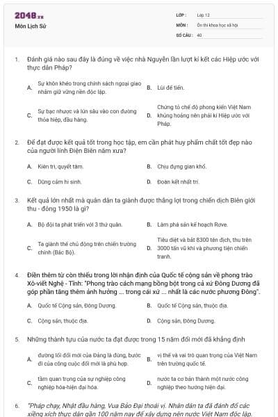 Môn Lịch Sử