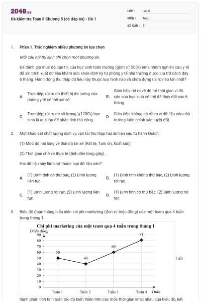 Đề kiểm tra Toán 8 Chương 5 (có đáp án) - Đề 1