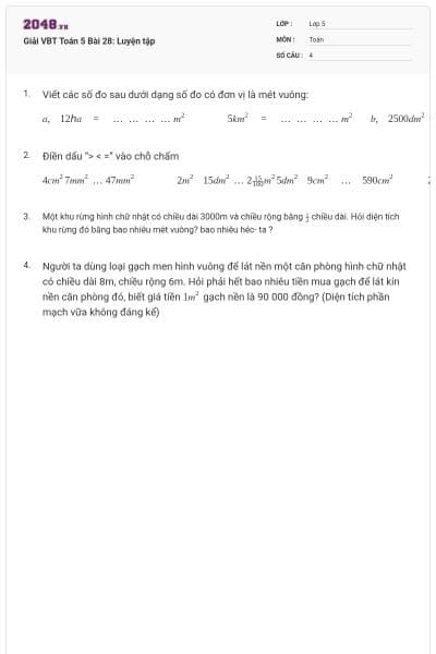 Giải VBT Toán 5 Bài 28: Luyện tập