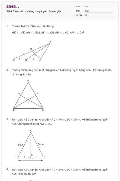 Bài 4: Tính chất ba đường trung tuyến của tam giác