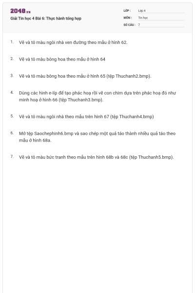Giải Tin học 4 Bài 6: Thực hành tổng hợp