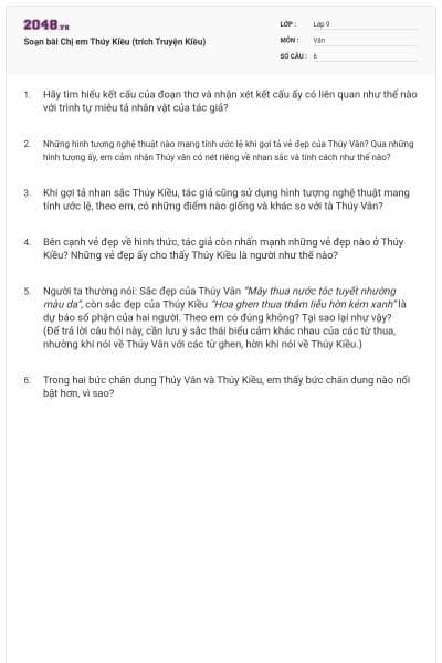 Soạn bài Chị em Thúy Kiều (trích Truyện Kiều)