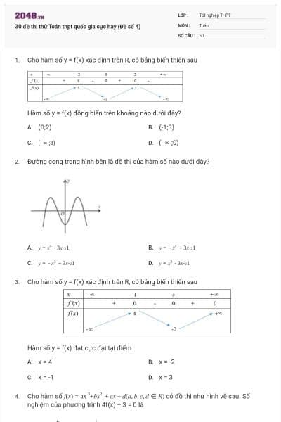 30 đề thi thử Toán thpt quốc gia cực hay (Đề số 4)