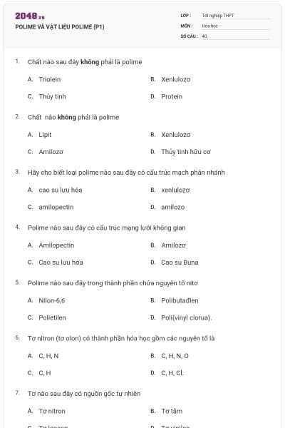 POLIME VÀ VẬT LIỆU POLIME (P1)