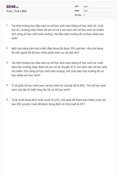 Tỉ số _ Tỉ số % (P2)