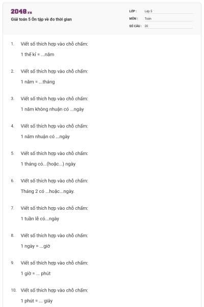Giải toán 5 Ôn tập về đo thời gian