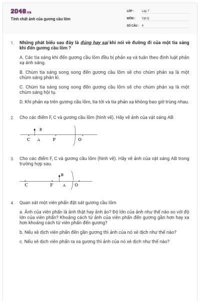 Tính chất ảnh của gương cầu lõm
