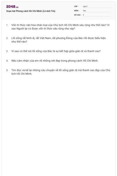 Soạn bài Phong cách Hồ Chí Minh (Lê Anh Trà)