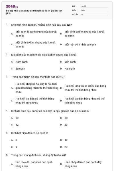 Bài tập Khối đa diện từ đề thi Đại học có lời giải chi tiết (P5)