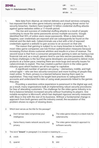 Topic 11: Entertainment ( Phần 2)