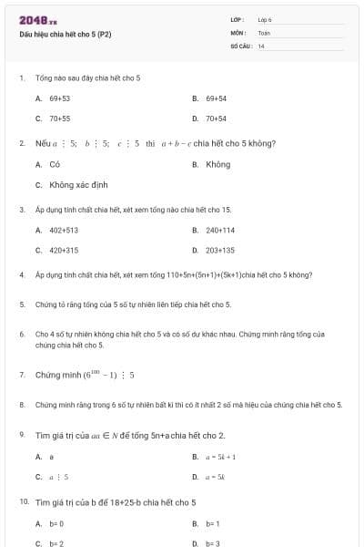 Dấu hiệu chia hết cho 5 (P2)