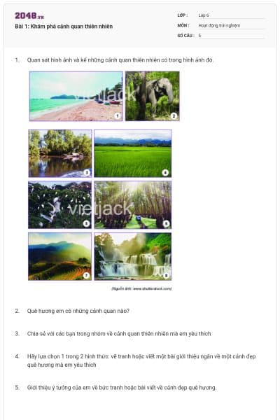 Bài 1: Khám phá cảnh quan thiên nhiên