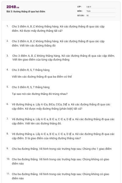 Bài 3: Đường thẳng đi qua hai điểm