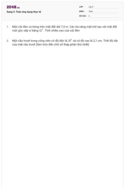 Dạng 3: Toán ứng dụng thực tế