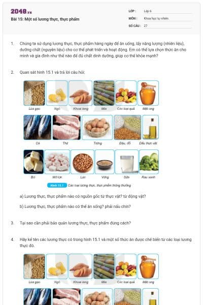 Bài 15: Một số lương thực, thực phẩm
