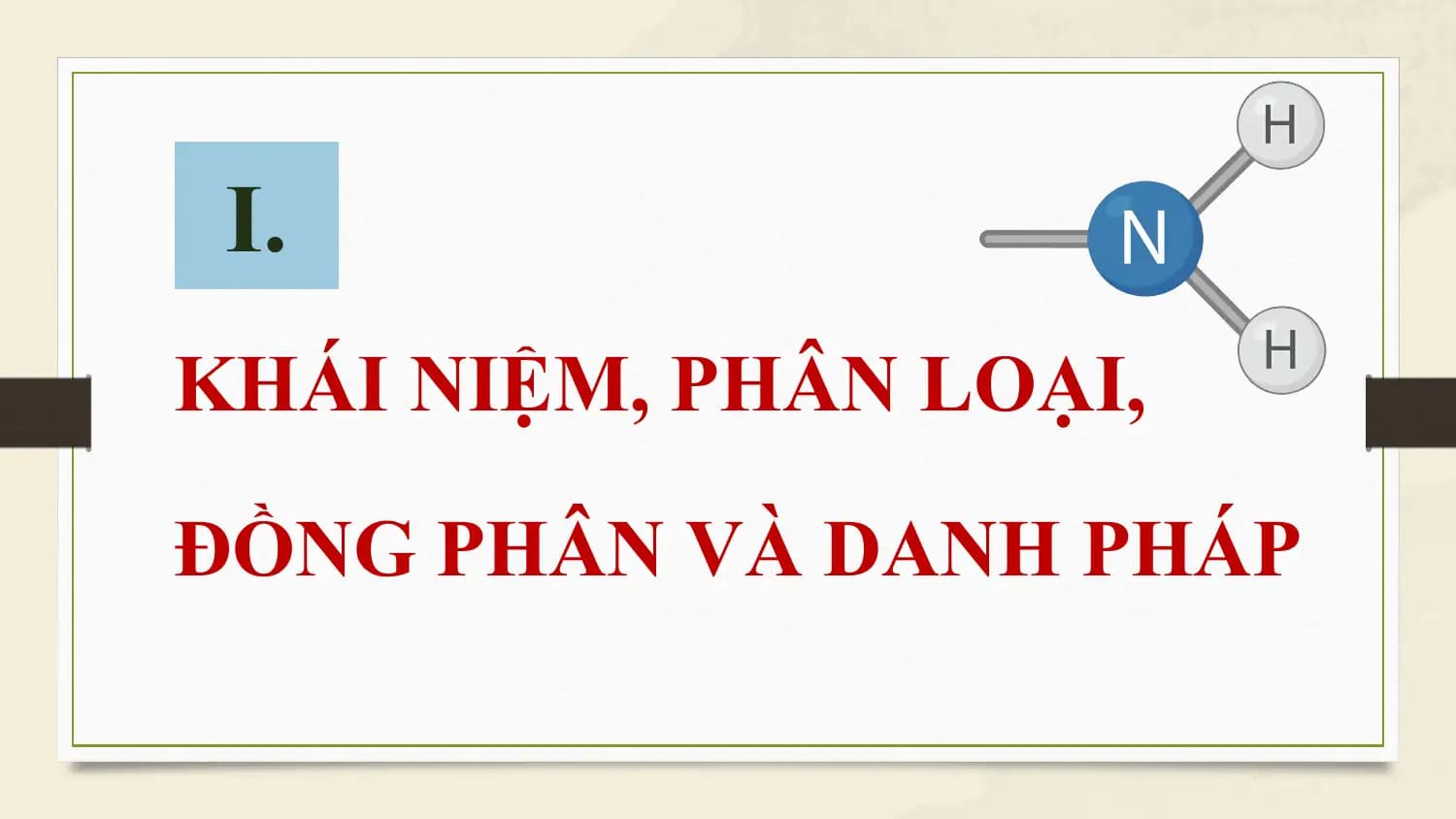 I.
KHÁI NIỆM, PHÂN LOẠI,

ĐỒNG PHÂN VÀ DANH PHÁP
