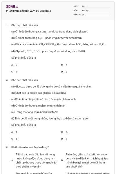 PHÂN DẠNG CÂU HỎI VÀ VÍ DỤ MINH HỌA