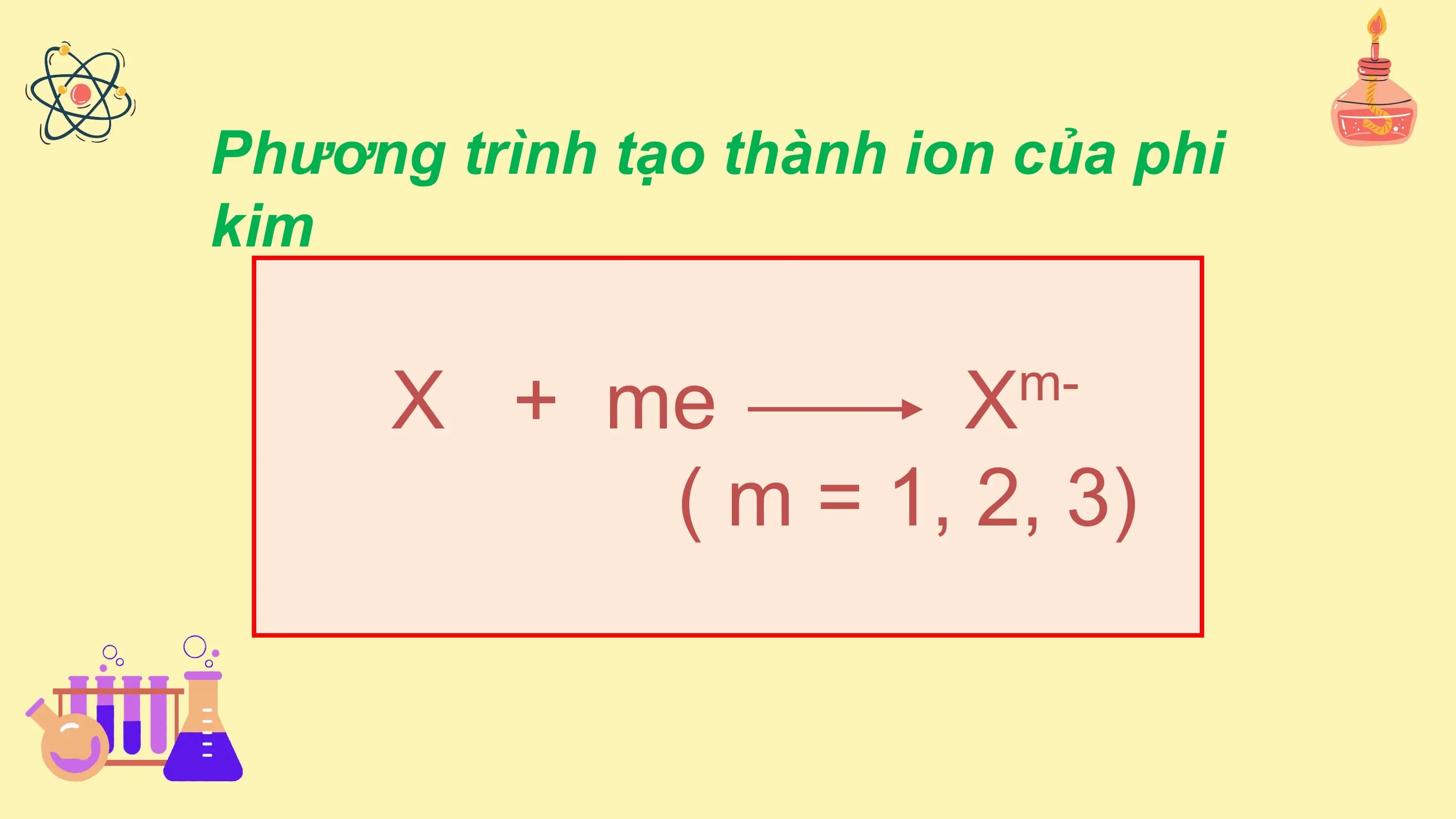 Phương trình tạo thành ion của phi
kim

 X + me X m-

 ( m = 1, 2, 3)