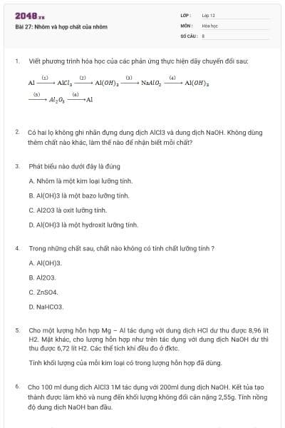 Bài 27: Nhôm và hợp chất của nhôm