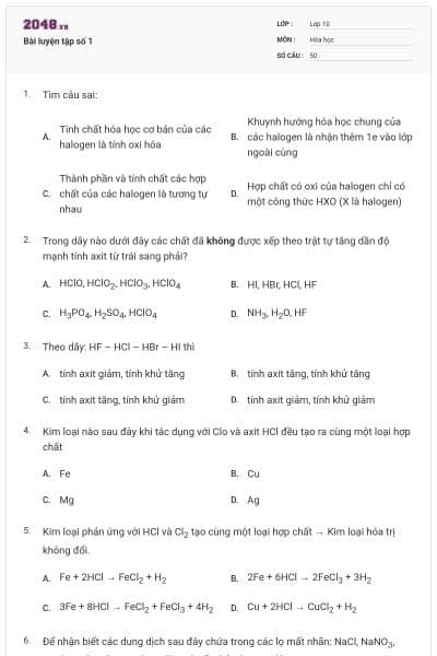 Bài luyện tập số 1