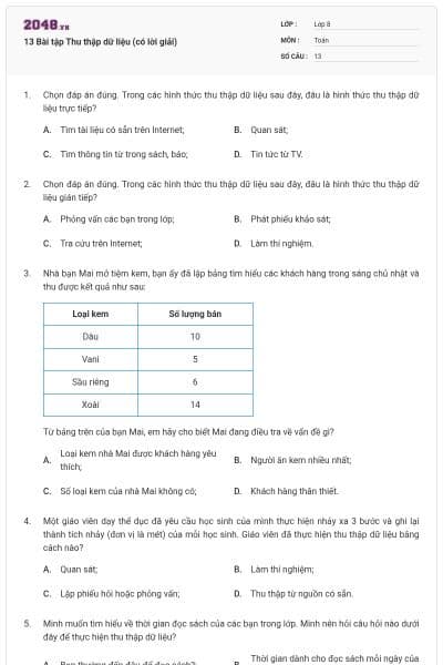 13 Bài tập Thu thập dữ liệu (có lời giải)