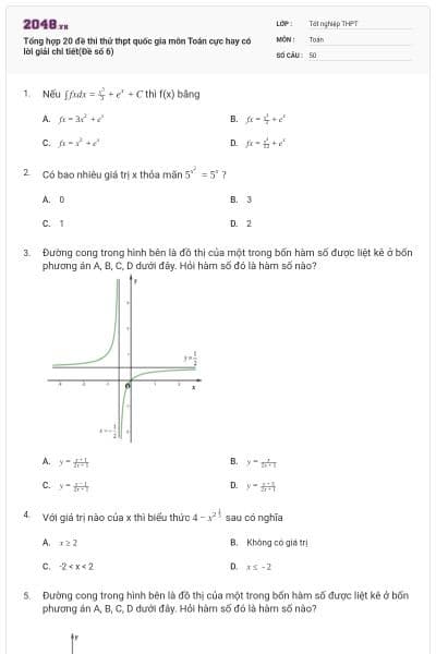 Tổng hợp 20 đề thi thử thpt quốc gia môn Toán cực hay có lời giải chi tiết(Đề số 6)