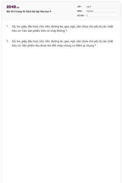 Bài 34.3 trang 43 Sách bài tập Hóa học 9