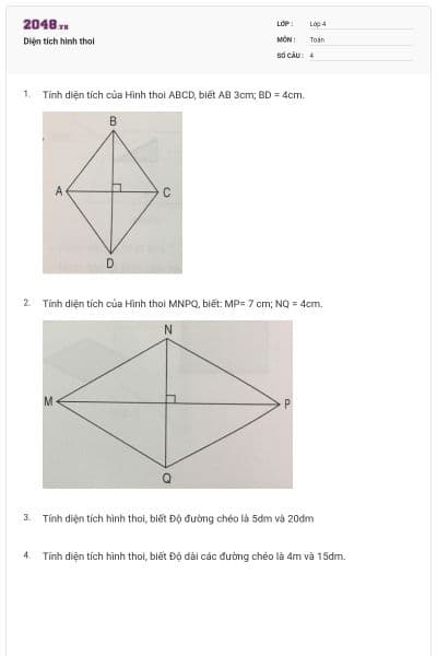 Diện tích hình thoi