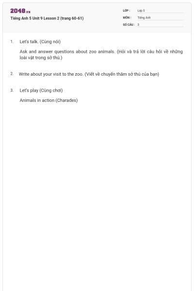 Tiếng Anh 5 Unit 9 Lesson 2 (trang 60-61)