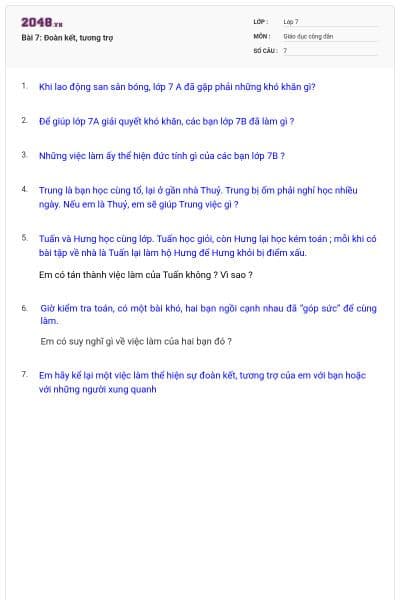 Bài 7: Đoàn kết, tương trợ