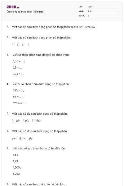 Ôn tập về số thập phân (tiếp theo)