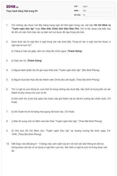Thực hành tiếng Việt trang 99