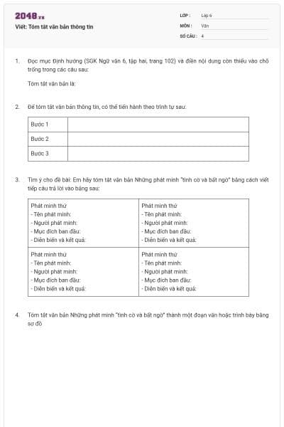 Viết: Tóm tắt văn bản thông tin