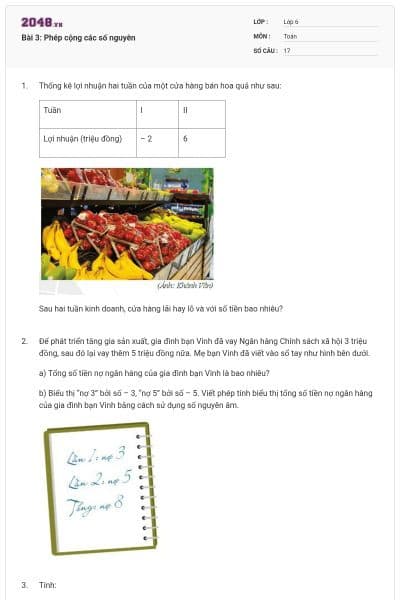 Bài 3: Phép cộng các số nguyên