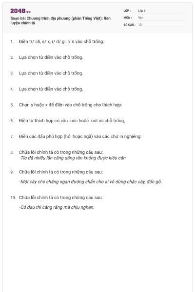 Soạn bài Chương trình địa phương (phần Tiếng Việt): Rèn luyện chính tả