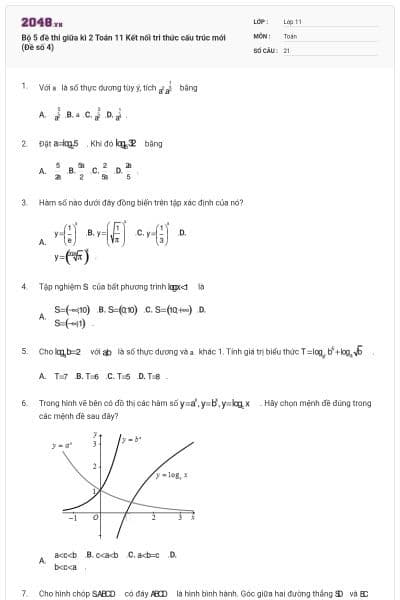 Bộ 5 đề thi giữa kì 2 Toán 11 Kết nối tri thức cấu trúc mới (Đề số 4)