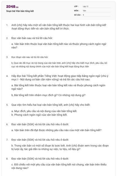Soạn bài Văn bản tổng kết