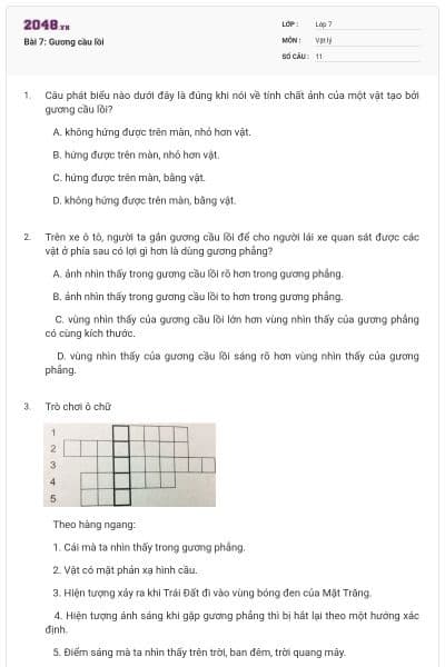 Bài 7: Gương cầu lồi