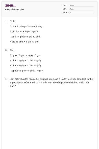 Cộng số đo thời gian